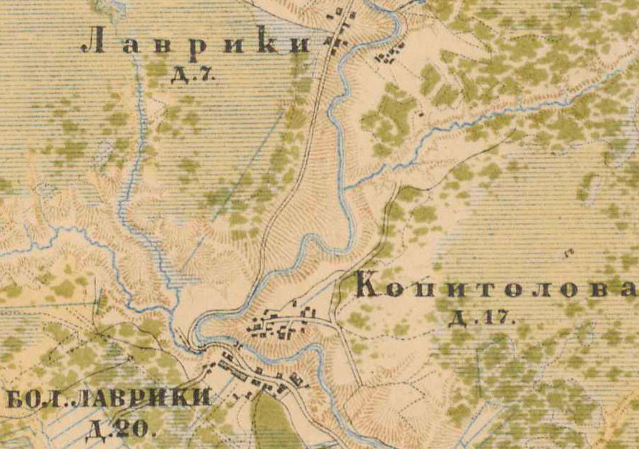 План деревень Лаврики. 1885 год