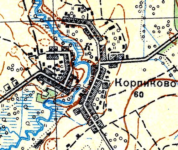 План деревни Корпиково. 1931 год