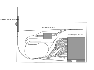 Схема электродепо Южное Петербургского метрополитена