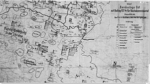 Немецкая карта "расположение банд на Востоке" по состоянию на 15.12.1943 г. На карте можно увидеть обведены территории с надписью в центре UPA (УПА)