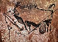 Изображение бизона и человека из пещеры Ласко (Франция)