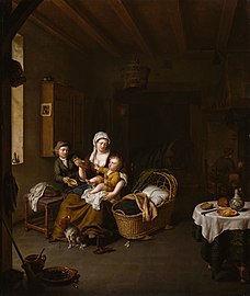 Мать кормит ребенка Виллем ван Майрис, 1707