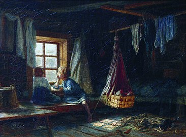 Дети в избе К. А. Савицкий, 1860-е