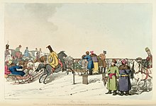 Дж. О. Аткинсон. Конные бега на Неве зимой. 1804