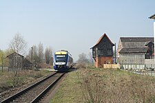 Ж/д станция Хадмерслебена с прибывшим дизель-поездом