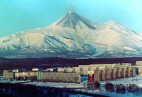 Вид на вулкан из Петропавловска.