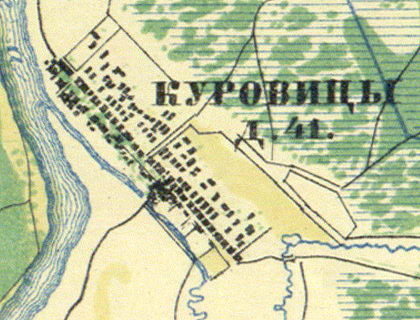 Деревня Куровицы на карте 1860 года