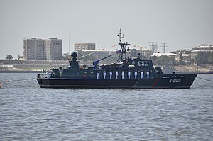 Пограничный сторожевой корабль PSKR-626 (бортовой номер S-006; бывший советский АК-234) проекта 205П Береговой охраны ГПС Азербайджана на параде в Баку в честь Дня Вооружённых сил Азербайджана 26 июня 2011 года.