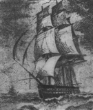 Корабль «Лефорт» на рисунке неизвестного художника, 1857 год