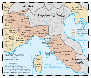 Департамент Монблан на территории южной части Французской империи в 1811 году