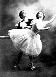 Русский: Вацлав Нижинский и Тамара Карсавина в роли Жизели и Альбрехта в балете «Жизель», 1910