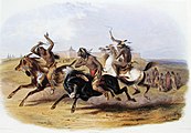 Всадники из племени сиу. Акварель, 1835 г.