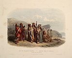 Индейцы сауки и маскоги. Акварель, 1840—1843 гг.
