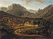 Жак-Кристоф Мивилль. Вид деревни Кусс али Косс в Крыму (1814). Третьяковская галерея
