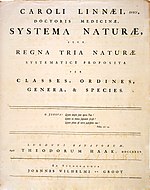 Титульный лист первого издания «Systema naturæ»