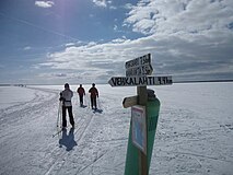 Лыжные трассы на льду озера