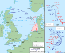 Германская флотилия продвигалась на север, и встретилась с британским флотом, двигавшимся с запада; оба флота совершили множество манёвров во время сражения