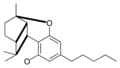 Chemical structure of the CBL-type cyclization of cannabinoids.