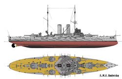 План линкора типа «Радецкий» 1907—1909 годов.