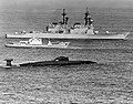 «Находка» ССВ-506 преграждает подход en:USS Peterson (DD-969) к К-324 после вынужденного всплытия, 15 октября 1983 года