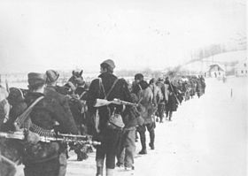 23-я Сербская дивизия на марше в апреле 1945 года в Брчко