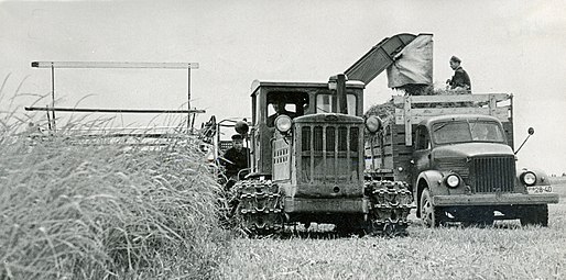 Сбор зелёной массы кормоуборочным комбайном, 1962 год