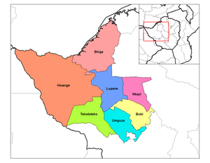 Районы провинции Северный Матабелеленд.
