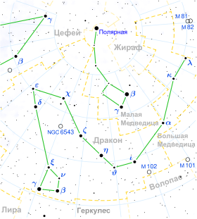 Расположение ψ Дракона (выделено красным цветом). Слева ψ2, справа ψ1