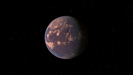 Планета Глизе 581 c, в представлении художника, как скалистая планета.