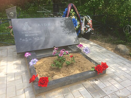 Место захоронения Эйно Киуру и Анны Веденеевой. Кладбище Бесовец. 2015 год