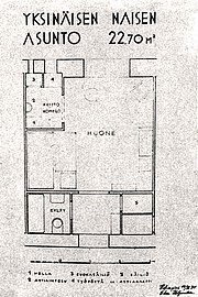 План квартиры одинокой женщины, 1935 год