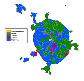 Второй народ после русских по районам Москвы, перепись 2010 г.