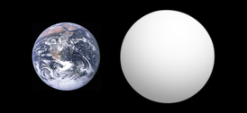 Сравнительные размеры Kepler-440 b (справа) с Землёй.