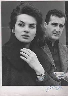 Велько Булайич и Эва Кшижевская во время съёмок фильма «Война» (1960)