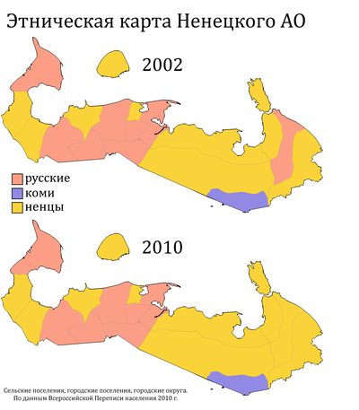 Этническая карта Ненецкого автономного округа.