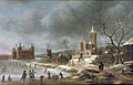 Зимний пейзаж с действиями на льду рядом с замком Бюрен