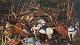 Битва при Сан-Романо. Поражение Бернардино делла Карда. 1436—1440. Дерево, темпера. Уффици, Флоренция