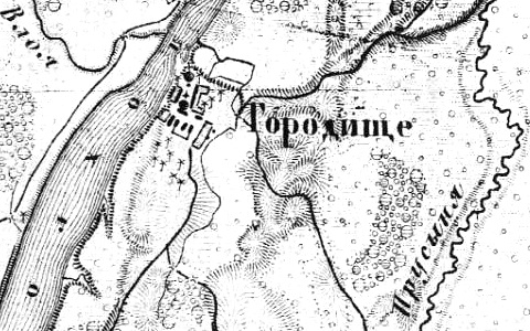 Деревня Городище на карте 1915 года