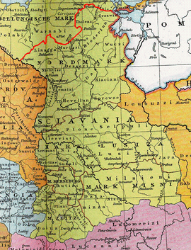 Саксонская Восточная марка до 965 (ограничена с севера красной линией)