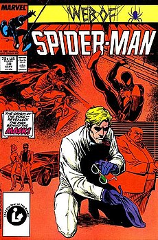Ричард Фиск на обложке Web of Spider-Man #30 (сентябрь, 1987) Художник — Стив Гейджер.