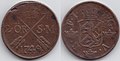 Монета 2 эре, 1749 год, Фредрик I. Отчеканена в городе Авеста