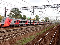 Поезд 802В «Ласточка» Москва — Санкт-Петербург составом ЭС2ГП-012 с остановкой по платформе НАТИ