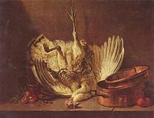 Жан Батист Симеон Шарден. Натюрморт с подвешенной индейкой (вторая треть XVIII века)