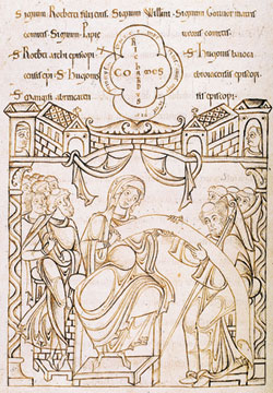 Гуннора утверждает устав монастыря Мон-Сен-Мишель. XII век