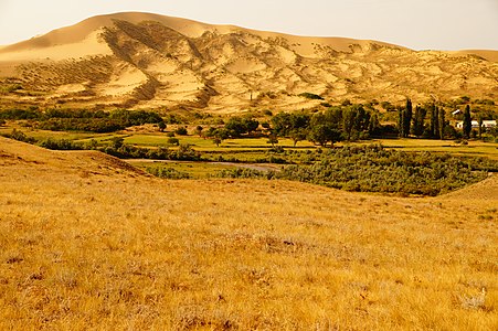 Дагестанский заповедник. Вид на песчаный бархан Сары-Кум, крупнейший в Евразии.