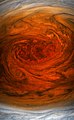 Большое красное пятно крупным планом, снятое с высоты 8000 км над атмосферой Юпитера JunoCam (2017-07-11)