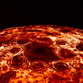 Вид на циклонные штормы на Северном полюсе Юпитера, снятые в инфракрасном диапазоне прибором JIRAM[en] (2020-07-31)