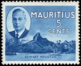 Почтовая марка с изображением горы Ремпарт и Георга VI (1950)