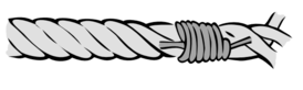 марка (простая) на конце троса, удерживает пряди вместе в свитом состоянии, и предохраняет от распускания на отдельные пряди и каболки