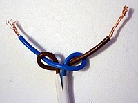 Underwriter's knot[en], Underwriter's knot[1], Two-strand wall knot, Electrician knot. Профессиональный узел. Уэстпортские электрики вяжут его в розетках. Это 2х прядное полуколесо[1]. [abok 219]